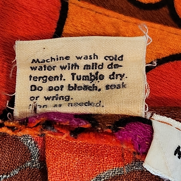 Vintage 1960s 1970s Neon Barkcloth? Halter Maxi Dress Summer Floral 10 M - Picture 14 of 16